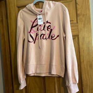 Kate Spade NWT Pink Ribbon logo Hoodie with puff sleeves